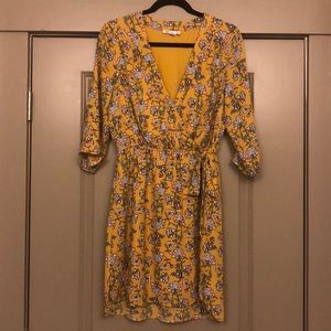 DR2 Yellow Floral-Print Dress